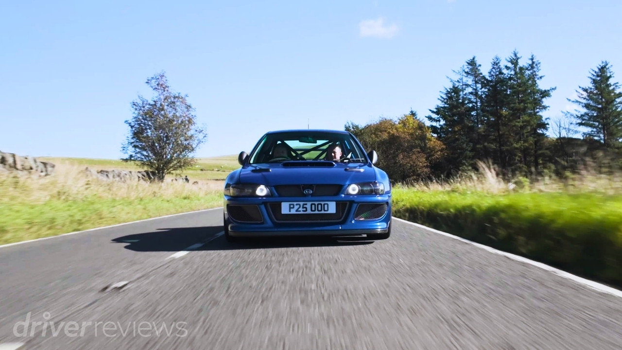 Prodrive P25 driving on a public road in Scotland
