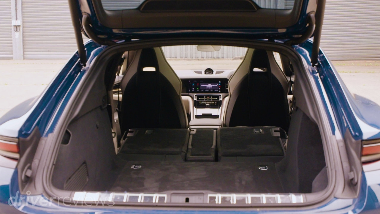 Porsche Panamera 4 E-Hybrid boot with rear seats folded flat