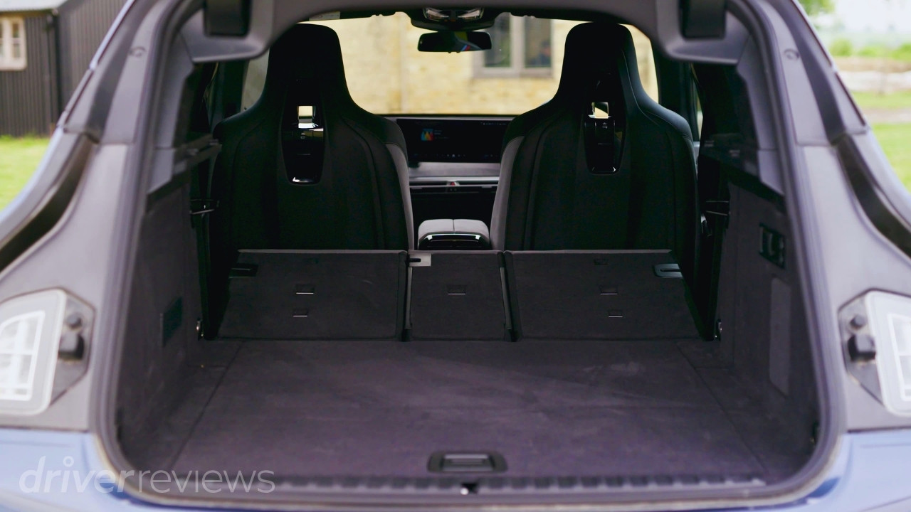 BMW iX xDrive60 M Sport boot with the rear seats folded