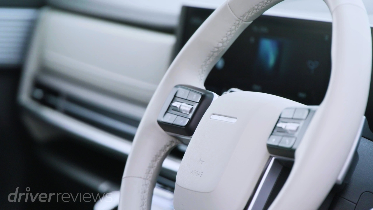 Hyundai Santa Fe Ultimate interior with steering wheel and digital displays