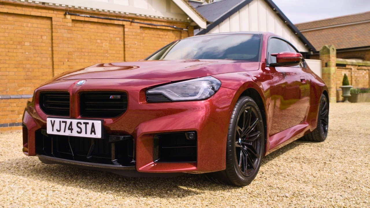 Fire Red BMW M2 G87 front three-quarter view